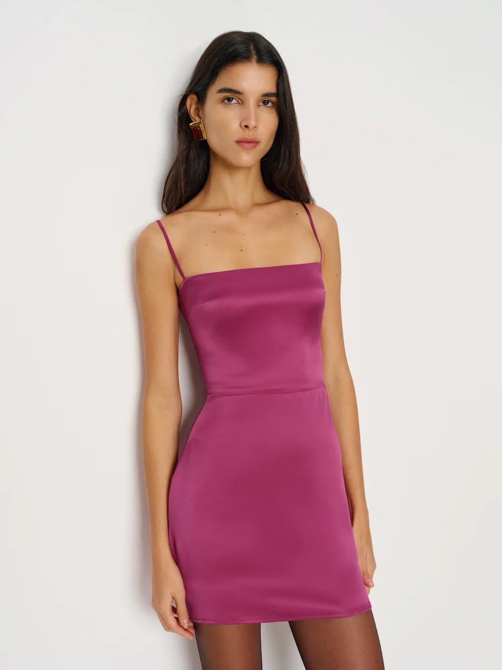 NWT Reformation Frankie Silk Mini Dress Hibiscus Tea